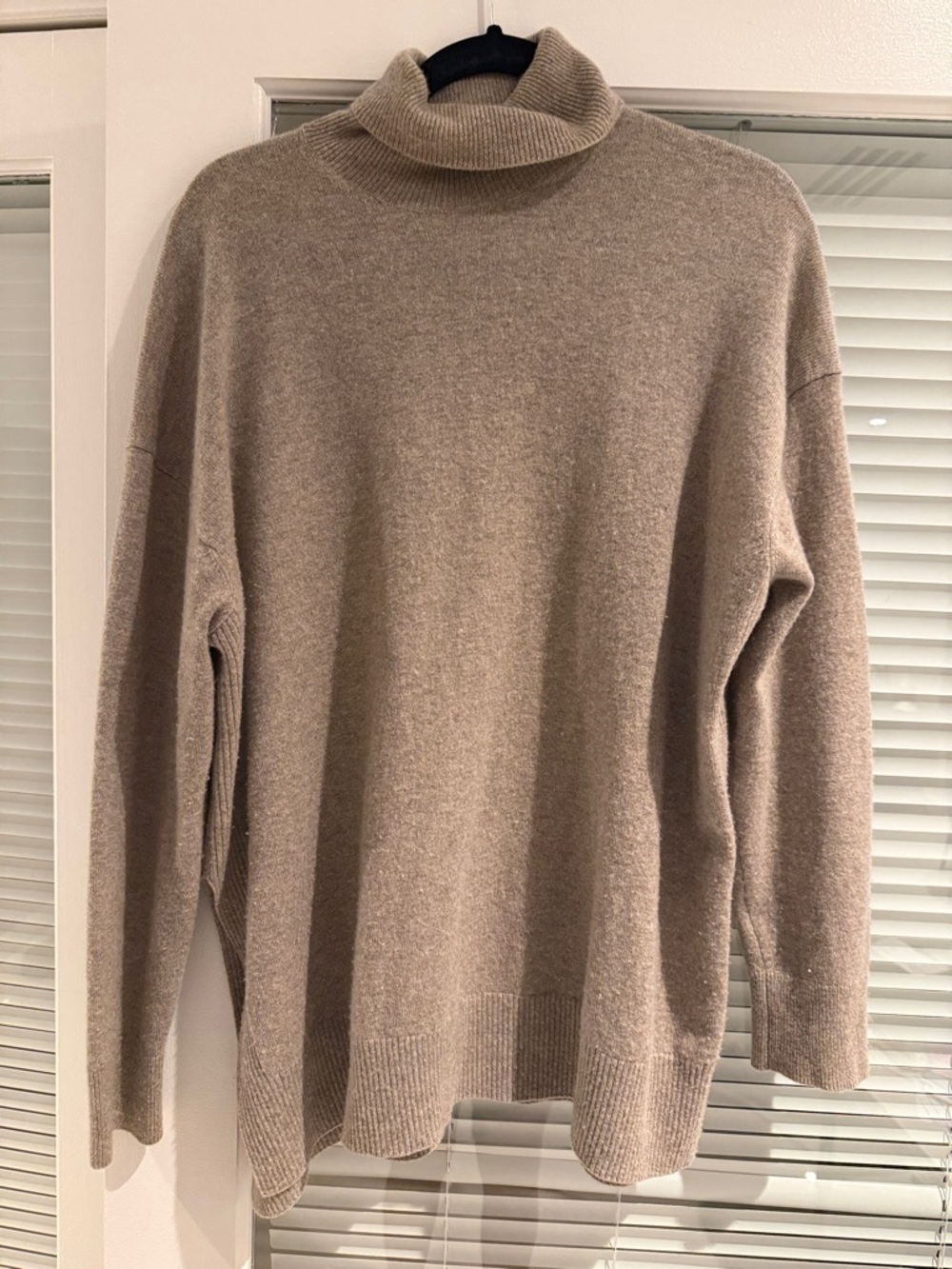 all Saints Taupe Turtleneck Cashmere Sweater - Medium